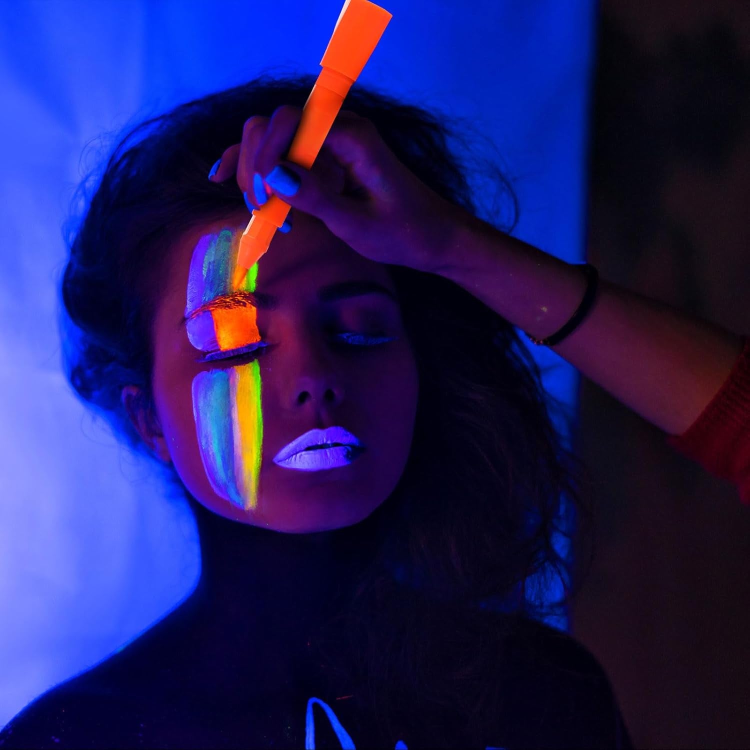 Glow in the Dark Party Supply 20 Sheet (Over 160 Pcs) Glow Temporary Tattoo Stickers,12 UV Neon Light Face Body Crayons Paint Kit for Kid Adult Masquerade Masks Mardi Gras Supplies Neon Favor