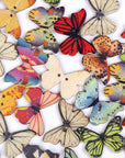 100 PCS Butterfly Wooden Buttons,1 Inch Colorful 2 Holes Mixed Decorative Buttons for DIY Sewing&Wood Craft Clothes Accessories