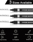 5Pcs Silver Liquid Mirror Chrome Markers, Oil-Based Permanent Chrome Paint Pens for Model Painting, Repairing, Marking or DIY Art Projects, Waterproof Reflective Gloss Metallic Markers