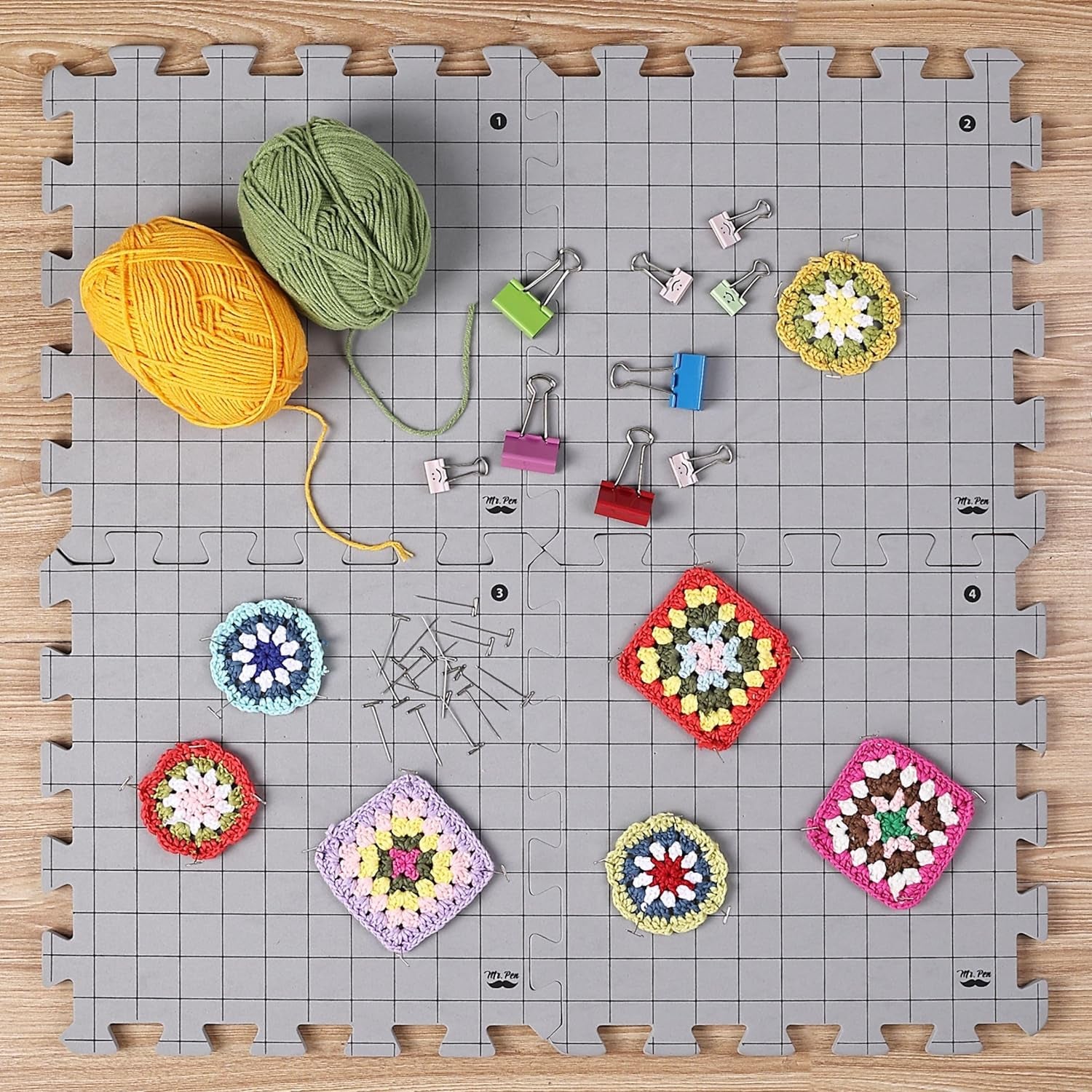 - Interlocking Blocking Mats, 12”X12”, 4 Pack, Blocking Mats for Knitting & Crochet Projects with 50 T-Pins, Knitting Blocking Mats and Pins, Crochet Blocking Board for Crocheting