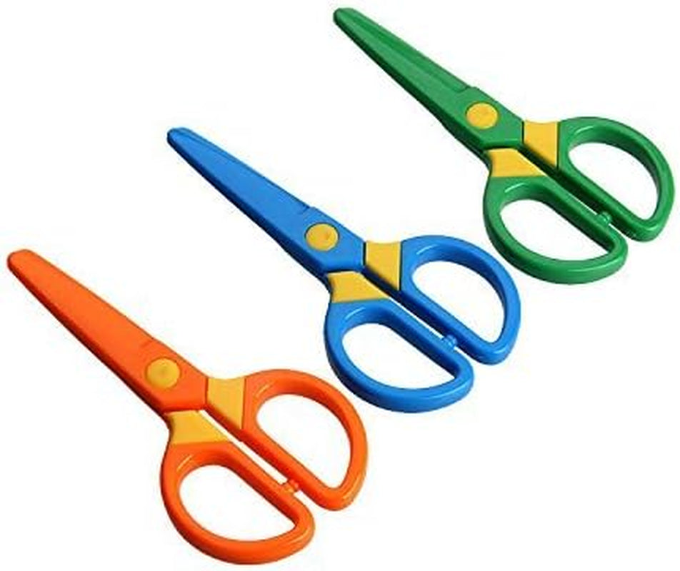 Plastic Safety Scissors, Toddlers Training Scissors, Pre-School Training Scissors and Offices Scissors Kids Paper-Cut (3Pcs &amp;Paper Cutting)