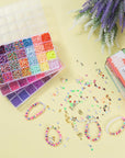 21600 Pcs Clay Beads Bracelet Making Kit, 144 Colors 6 Boxes Polymer Heishi Clay Beads for Jewelry Making, Flat round Beads with Letter Beads Charms Elastic String Gifts for Kids Ages 6+