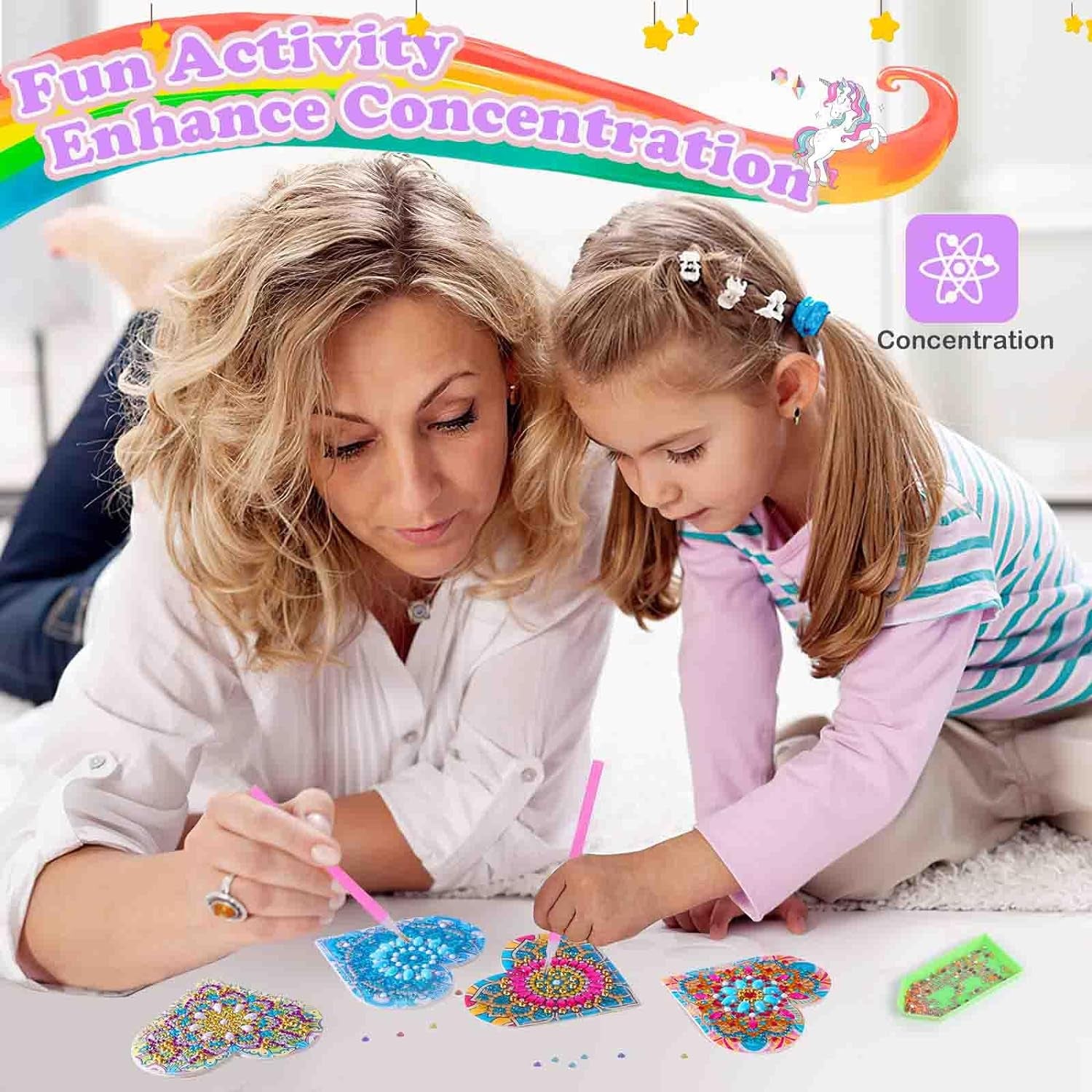 Diamond Art Kits for Kids，Gem Art for Kids Christmas Gift, Gem Painting Kits for Girls Birthday Gift, Arts and Crafts for Kids Ages 6 8 10