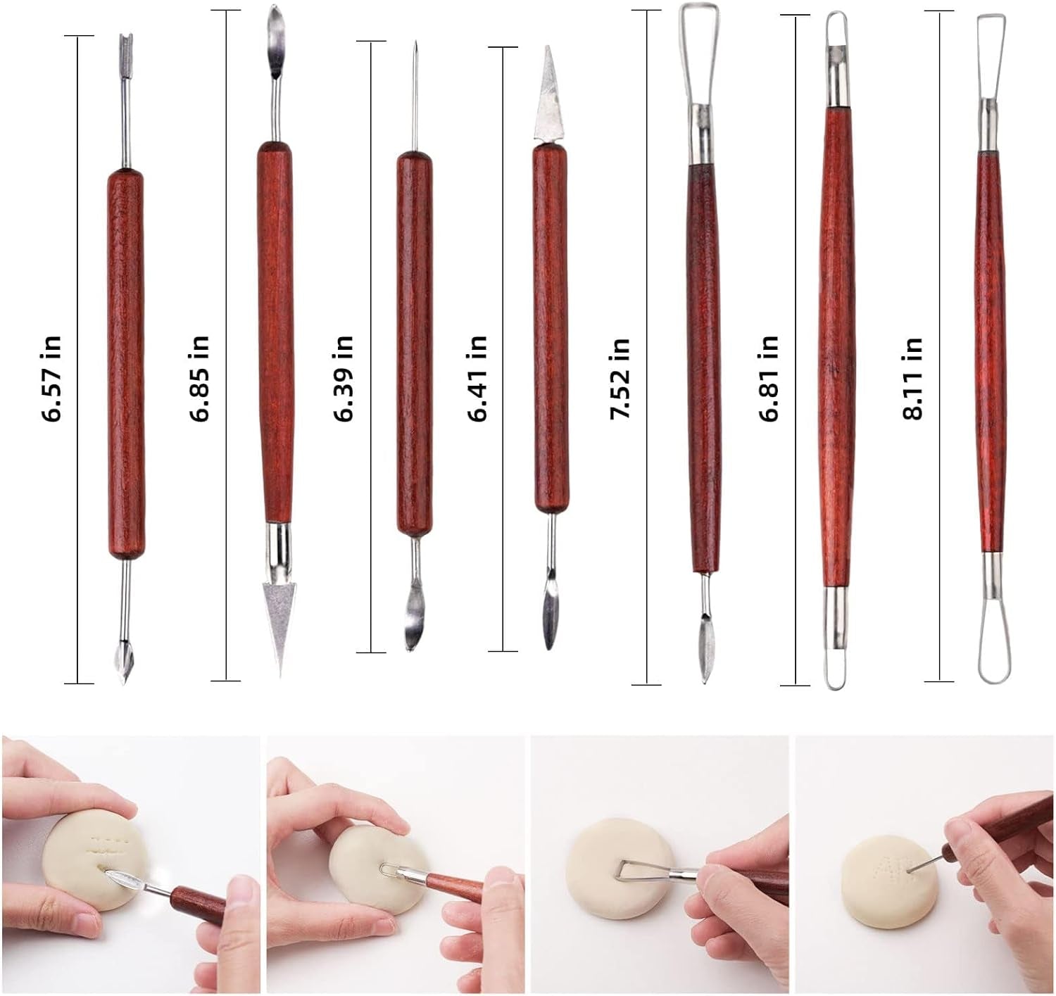 18PCS Clay Sculpting Tools, Basic Clay Pottery Carving Tool Kit with Wooden Handles and Tool Bag