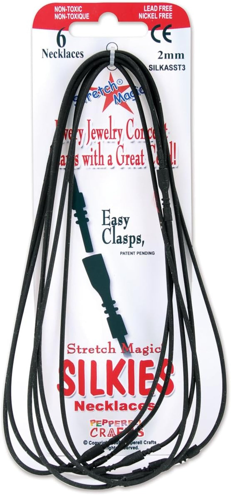 Stretch Magic Silkies Necklace Cords 2Mm, 6/Pkg: Black
