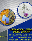 2.0Mm Ball Bead Chain, Extra Long 110Ft Stainless Steel Necklace Chains,Dog Tag Chain with 200 Connectors Clasps for Jewelry Chain DIY Craft Making,Men Military Keychain Jewelry Making Supplies