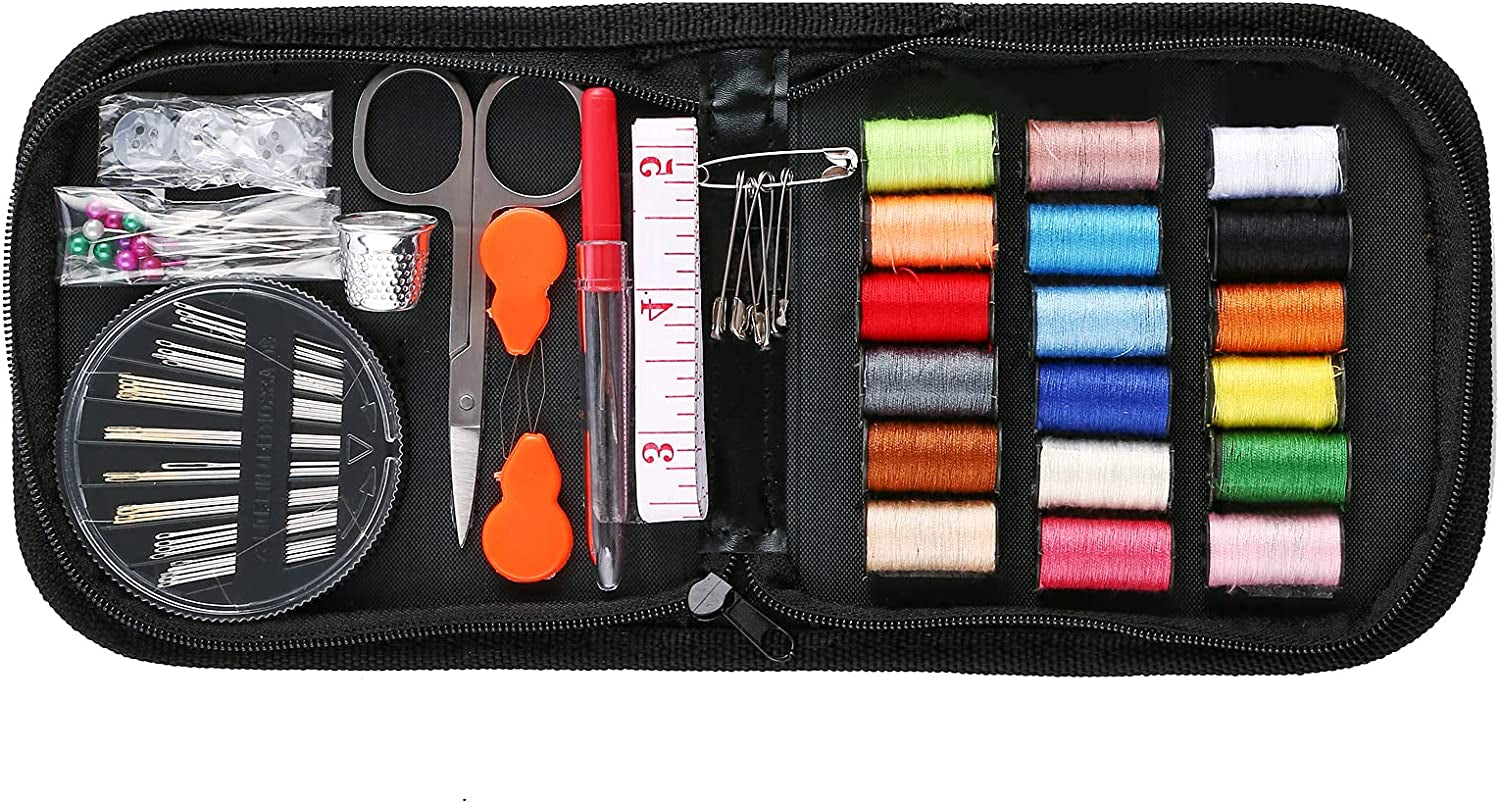 Mini Travel Sewing Kit,  DIY Premium Sewing Supplies,Basic Sewing Kit for Adults,Beginners,Home,Emergency Filled with Repair Kit and Sewing Needles,Thread,Scissors,Thimble,Tape Measure Etc
