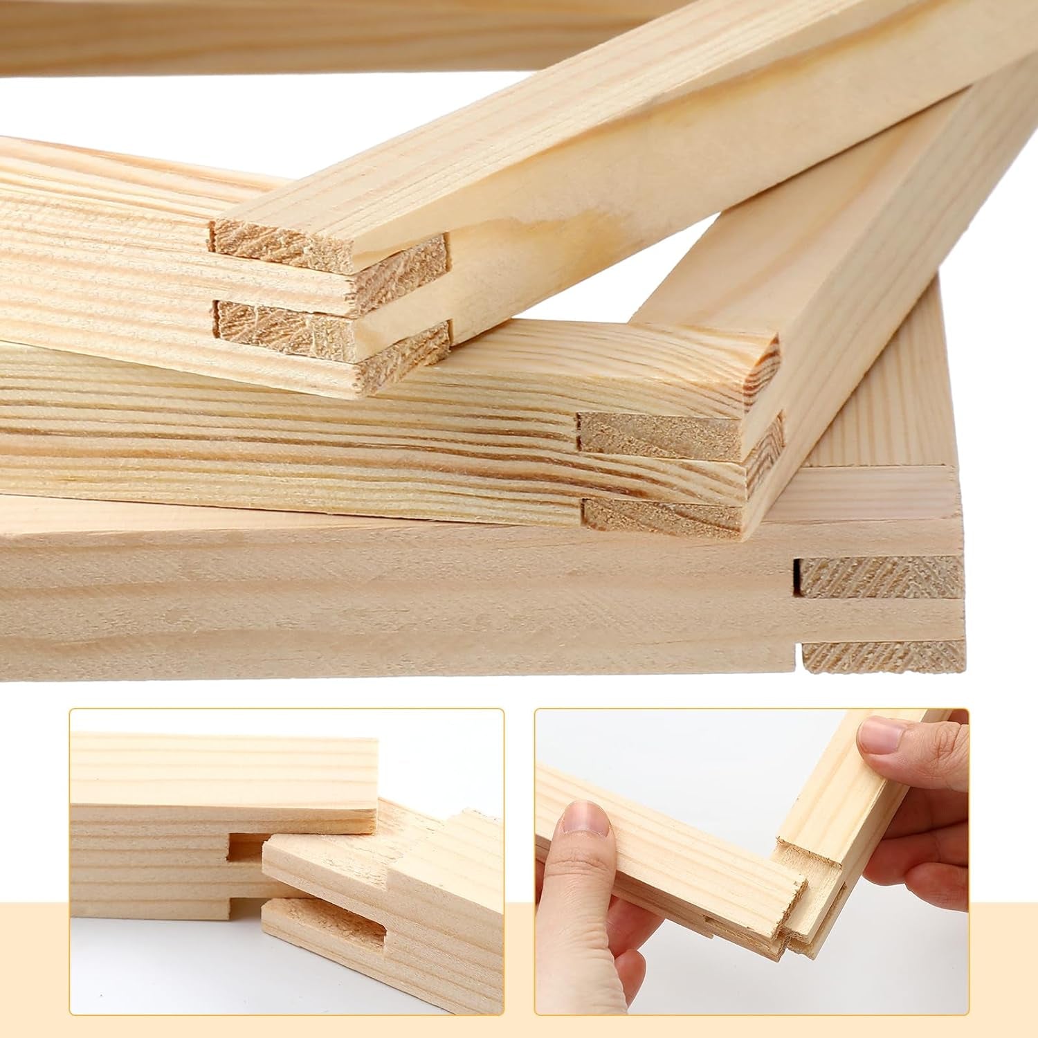 6 Sets Stretcher Bars for Needlework 6 Sizes Regular Stretcher Bars Wooden Canvas Stretcher Bars for Needlepoint Embroidery Stitch Frame Set Bundle with Crafts