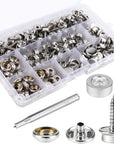150 PCS Canvas Snap Kit Tool, Metal Screws Snaps Marine Grade 3/8" Socket Stainless Steel Boat Canvas Snaps with 2 PCS Setting Tool for Boat Cover Furniture (150 PCS)