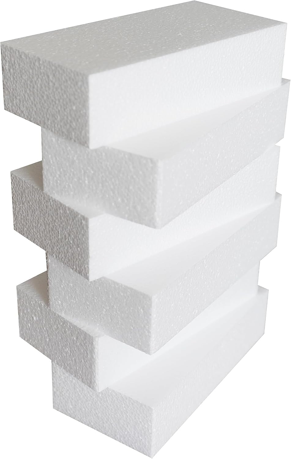 DNB Craft Foam Blocks - 6PCS 8X4X2 Inch Rectangle EPS Polystyrene White Foam Bricks - Crafts and Arts Supplies