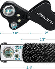 2 Pack Jewelers Loupe, 30X 60X 90X Illuminated Jewelers Eye Magnifier and Magnifying Glass Loop with UV Black Light and Bright LED Light for Gems, Jewelry, Diamond, Coins, Stamps (Black)