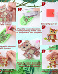 12 PCS Diamond Painting Keychains Kit Animals Diamond Art Ornaments Double Sided 5D Diamond Key Rings DIY Diamonds Pendants for Beginners Birthday Crafting Home Party Decor