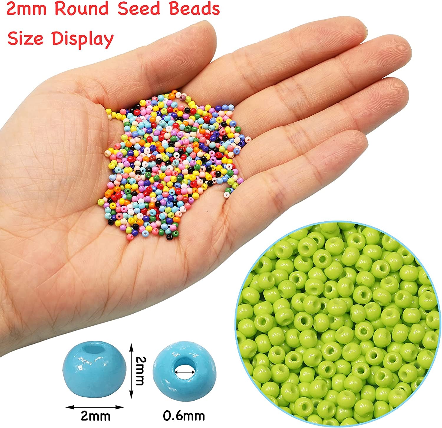 2Mm round 12/0 Size Almost Uniform Seed Beads with Beading Tool, about 18000Pcs in Box 24 Multicolors Assortment Small Craft Seed Beads for Earring Making