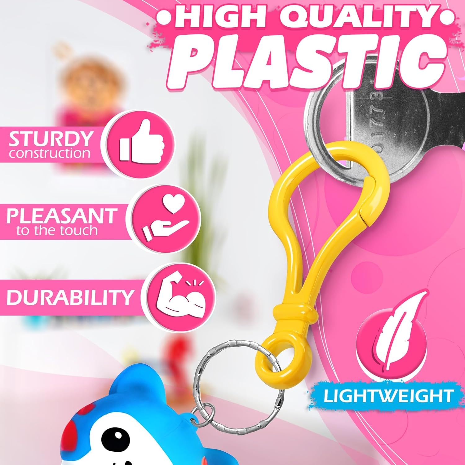 100Pcs Plastic Keychain Clips for Crafts - Lobster Claw Clasps for Keychains for Crafts Plastic Keychain Clip for Backpack - Clip Keychain Hooks Lanyard Snap Hooks and Clasps for Jewelry Making
