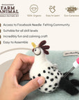 Needle Felting Kit, Farm Animals, Felting Kit for Beginners Adult, Felting Supplies Included - White Mini Felting Pad, Soft Felting Wool, 4 Felting Needles and Clear English Instructions