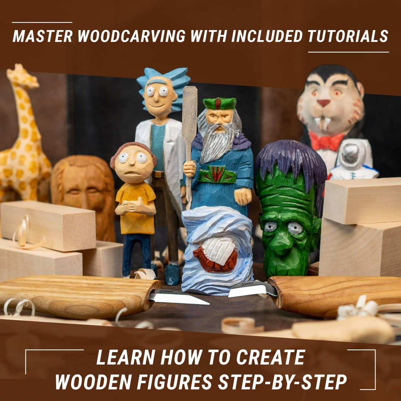 Wood Carving Kit S16 Wood Whittling Kit for Beginners Kids Wood Carving Set - Whittling Knife, Chip Wood Carving Knife, Basswood Carving Blocks Wood for Carving Knives Whittling Tools