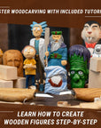 Wood Carving Kit S16 Wood Whittling Kit for Beginners Kids Wood Carving Set - Whittling Knife, Chip Wood Carving Knife, Basswood Carving Blocks Wood for Carving Knives Whittling Tools