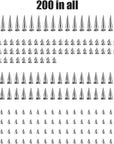 200 Sets Silver Cone Spikes Multiple Sizes Screw Back Studs Punk Rock Bullet Rivets for DIY Clothing Leather Craft