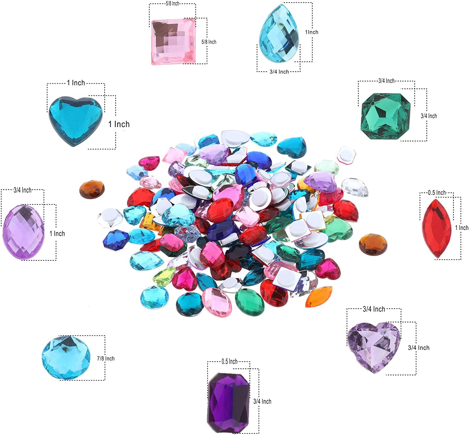 Self Adhesive Craft Jewels Jumbo Bling Crystal Gem Stickers Assorted Shapes Colors Rhinestone Stickers for Arts & Crafts Projects Pack of 110 …
