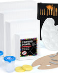 50 Pack Canvas Painting Kit,  Painting Supplies with 28 Multi Sizes Canvas Boards for Painting and 22 Tools Including Paint Brushes, Palette, Painting Knives for Acrylic, Oil, Gouache Paint