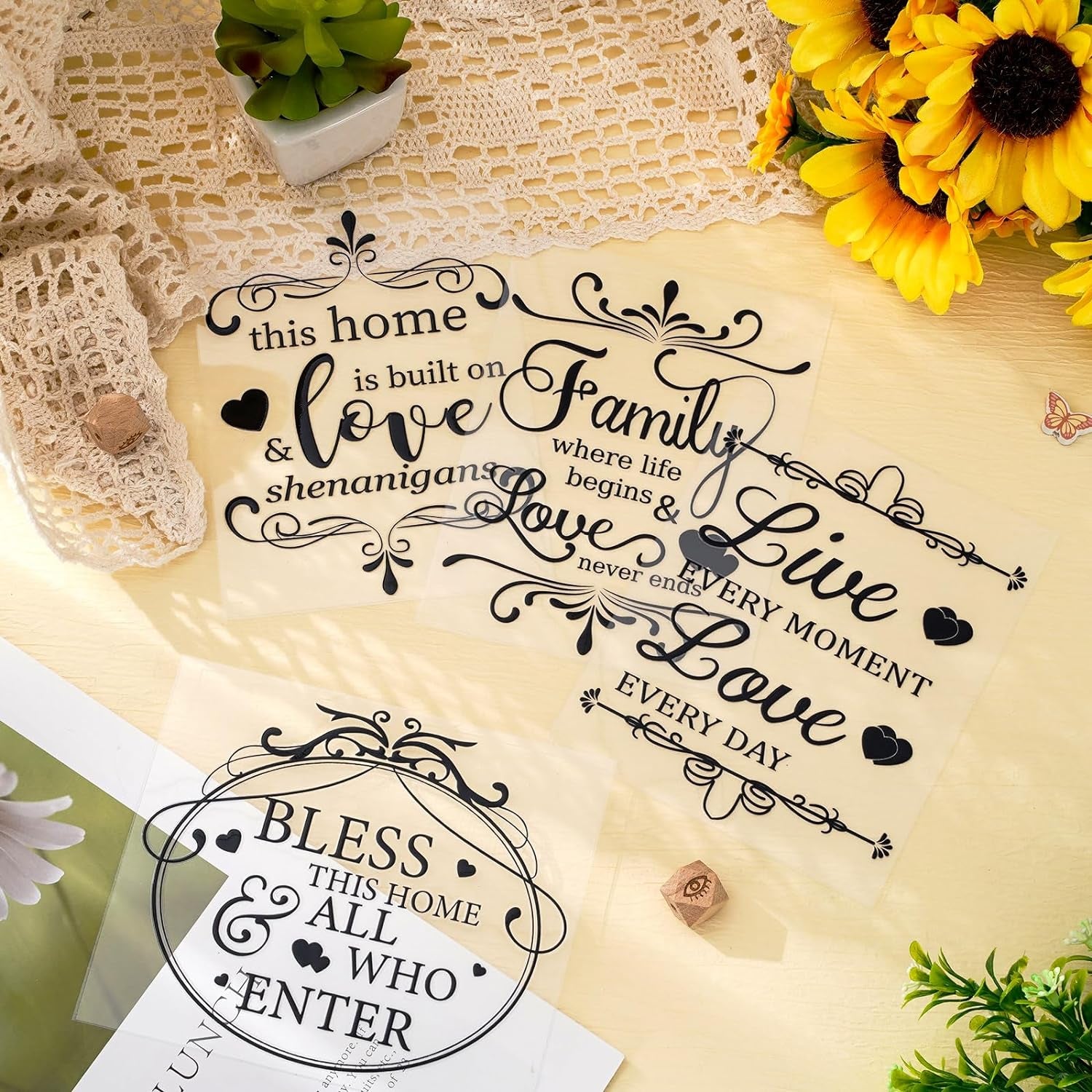 11 Sheets Vintage Word Rub on Transfers for Furniture and Crafts Black Warm Letters Rub on Transfer Furniture Stickers Decals for School Home Office DIY Art Craft Decor, 5.5 X 5.5 Inch