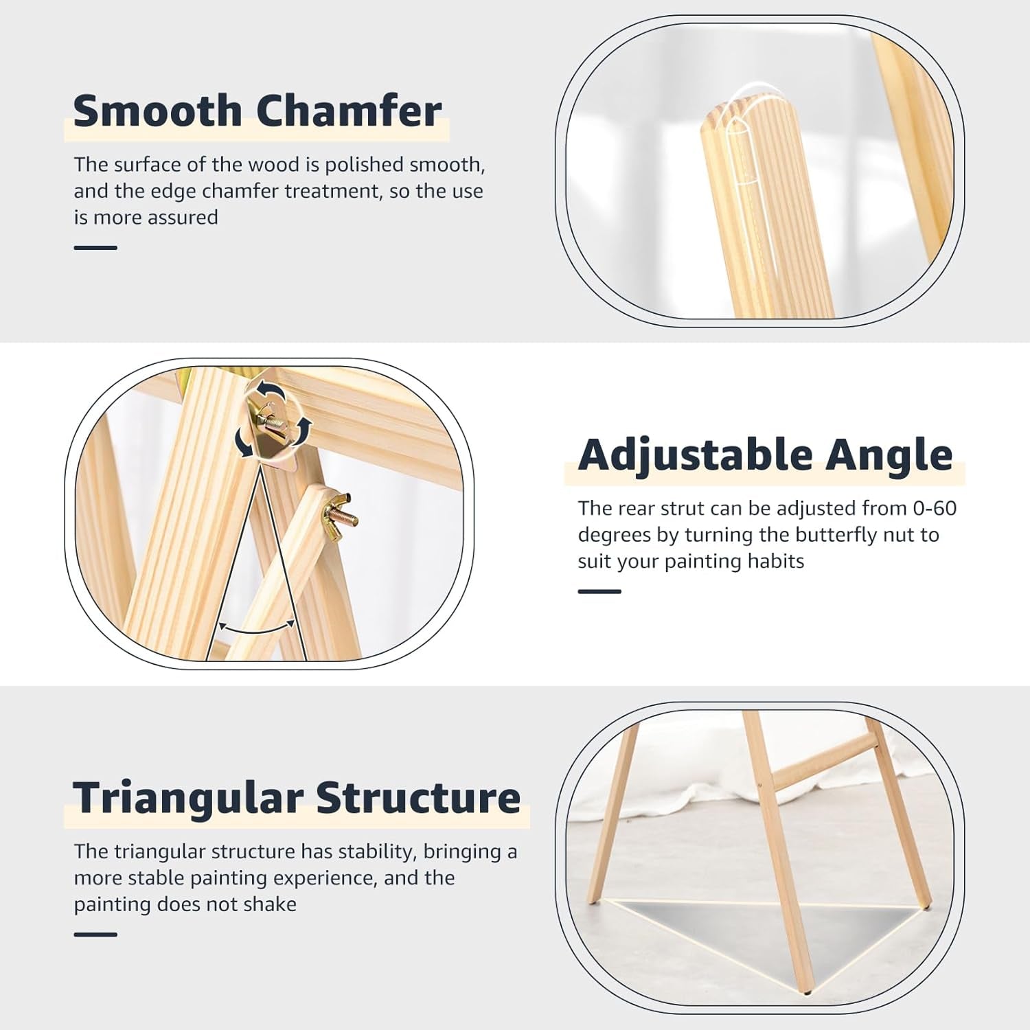 Nian Feng Wooden Easel for Painting, Adjustable Floor Easel, Folding Easel Stand for Wedding Poster, Painting Easel Large for Adults and Kids