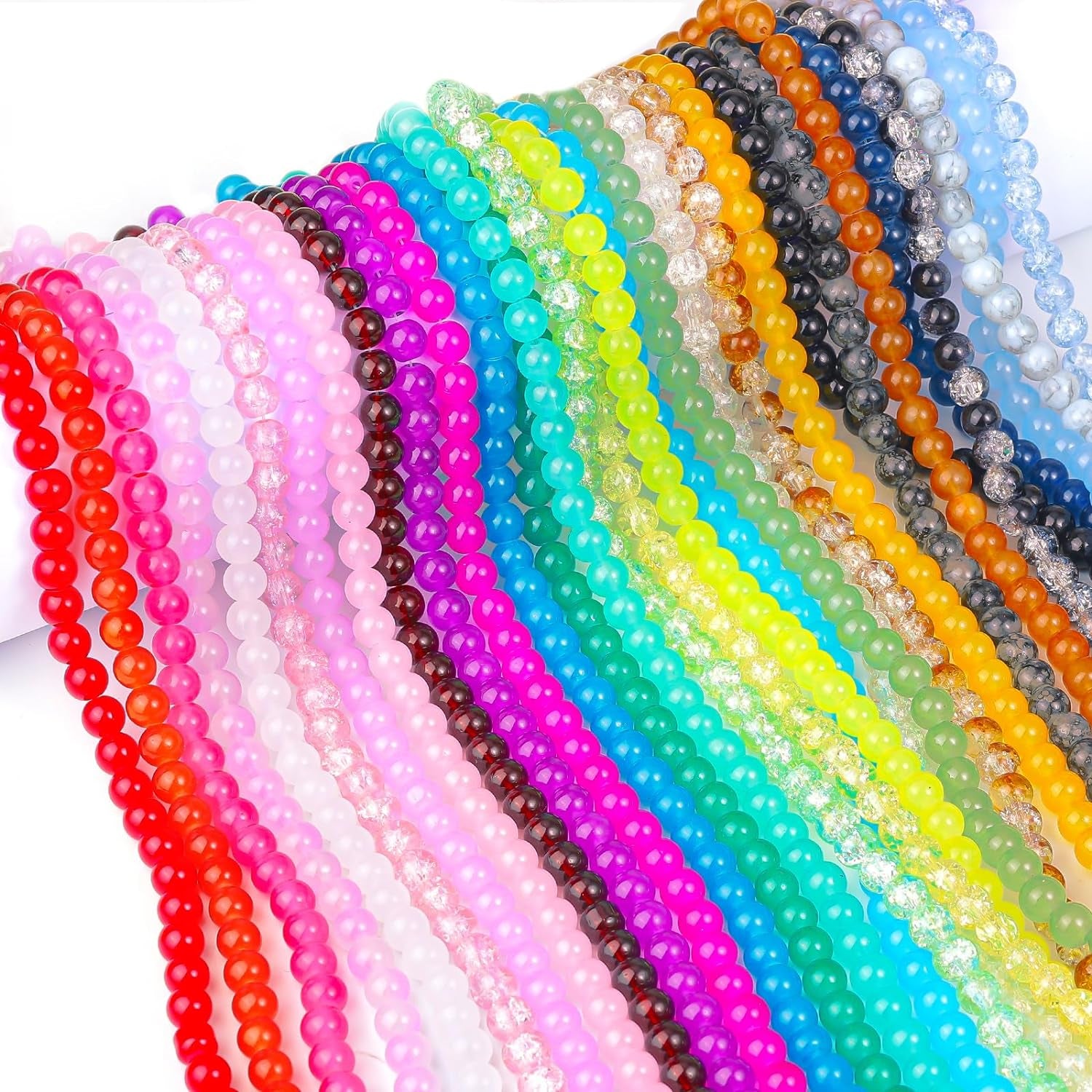 1400Pcs 30 Color Glass Beads for Jewelry Making, 8Mm round Crystal Glass Bracelets Making Kit Suitable for Beginner Bracelet Making