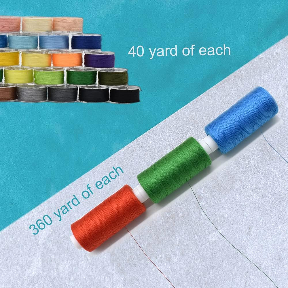 72Pcs 36 Colors Prewound Bobbins and Thread Spools for Hand &amp; Machine Sewing, Emergency and Travel, DIY and Home, 36 Colors 400 Yards per Polyester Thread Spools