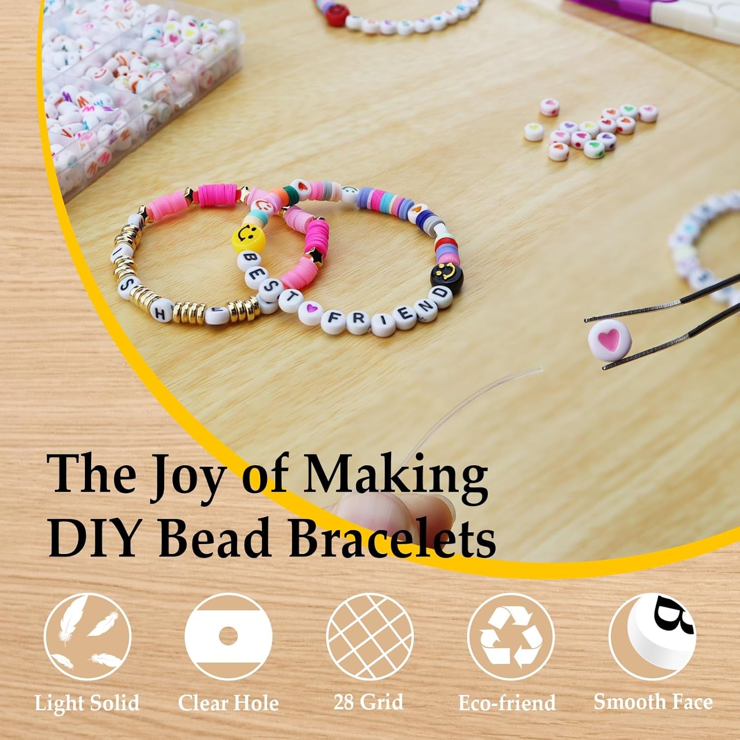 1400+ Pieces Letter Beads Kit, 28 Styles Friendship Bracelets Assorted Alphabet Beads Colorful Preppy Beads Jewelry Making Kit with Beads Case for Teen Girl Gifts