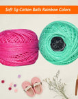 Crochet Thread Cotton Yarn Threads Balls 35 Balls Popular Rainbow Colors of Size 5 Crochet Thread 100% Long Staple Cotton Mercerized Cotton