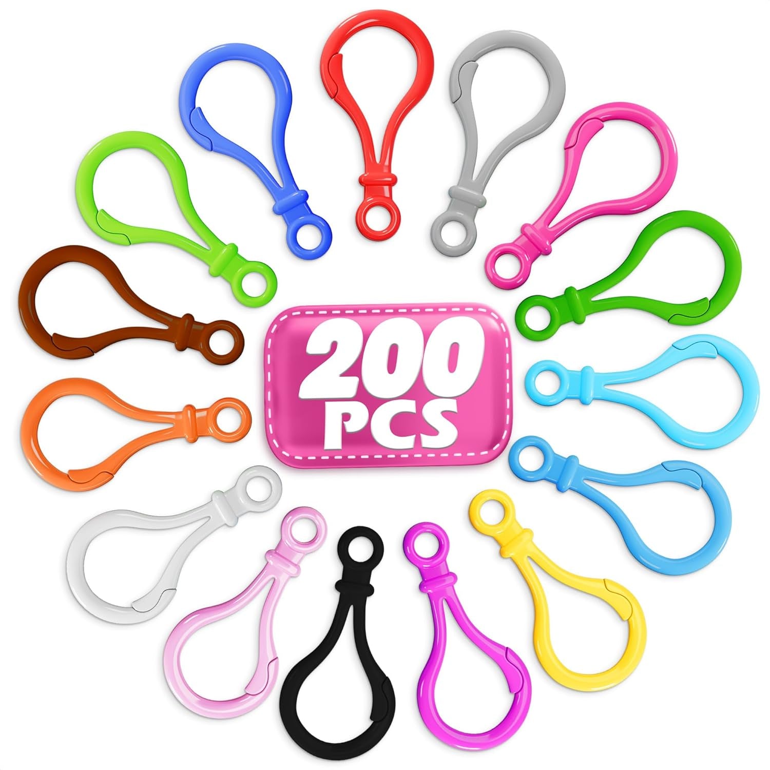 100Pcs Plastic Keychain Clips for Crafts - Lobster Claw Clasps for Keychains for Crafts Plastic Keychain Clip for Backpack - Clip Keychain Hooks Lanyard Snap Hooks and Clasps for Jewelry Making