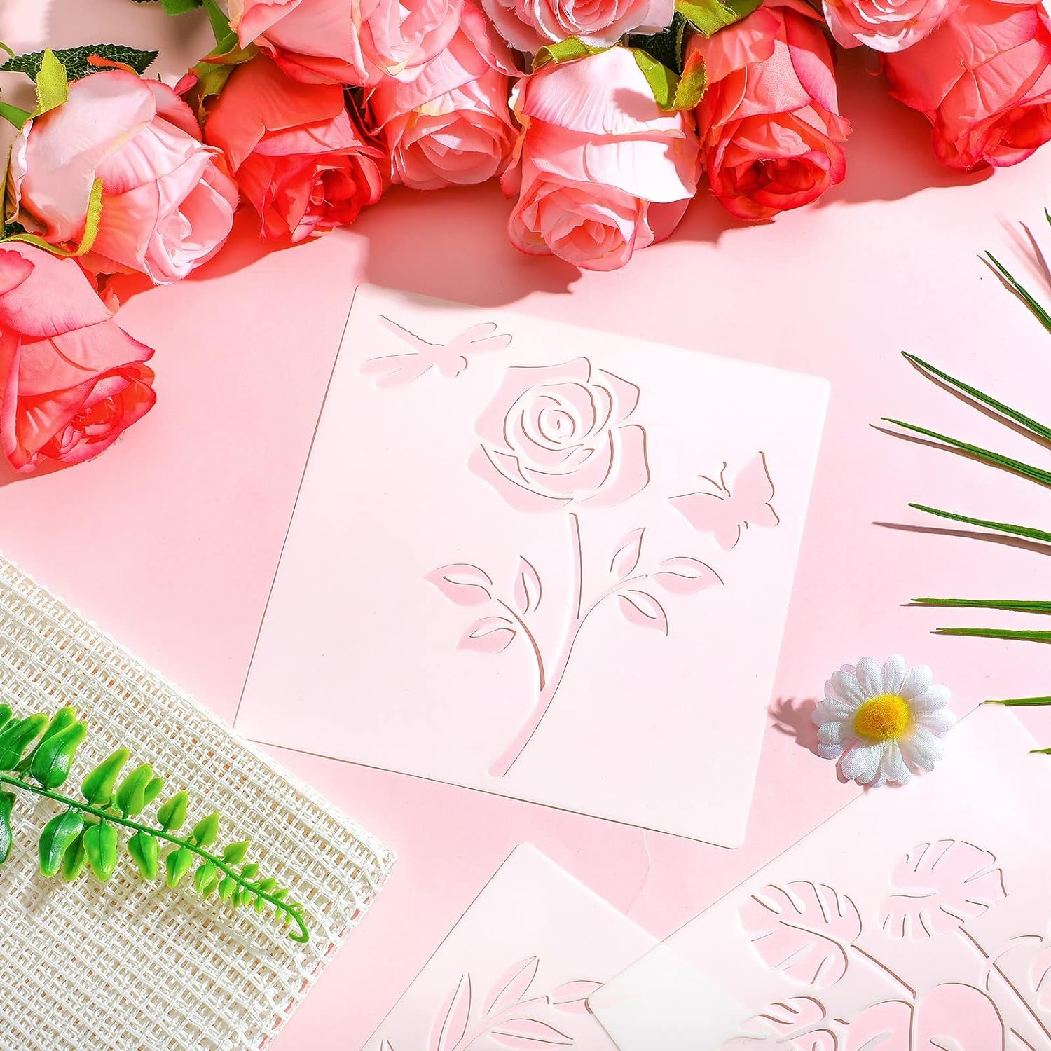 60 Pcs 6X6 Inch Flower Stencils for Painting on Wood Reusable Floral Stencils Bird Wall Stencil Butterfly Leaf Drawing Template DIY Craft Summer Stencils for Painting on Wood Wall Canvas
