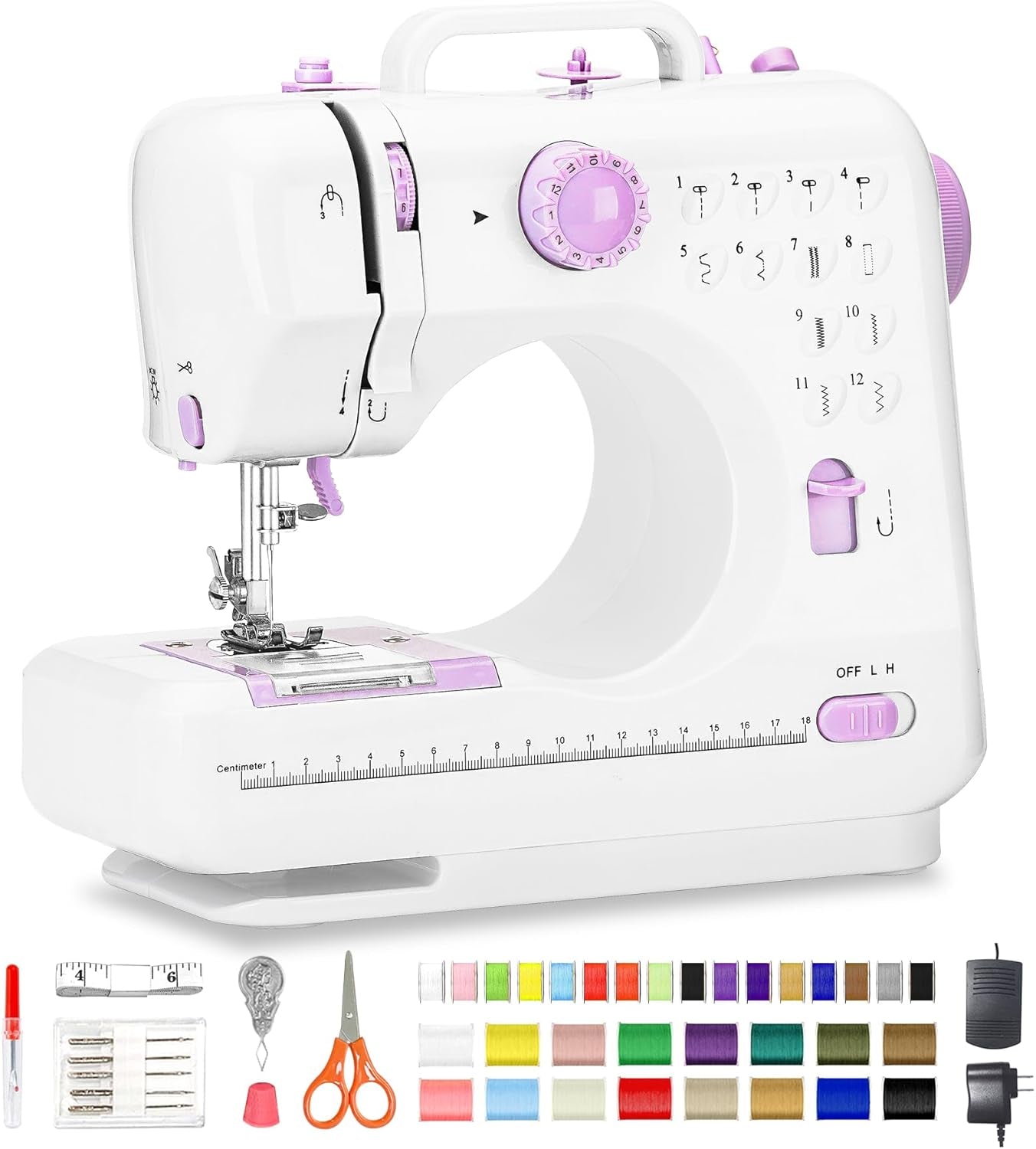 Sewing Machine for Beginners, Mini Sewing Machine with 12 Built-In Stitches, Kids Sewing Machine with Foot Pedal, High-Low Speeds, Portable Sewing Machines and Sewing Enthusiasts (505)
