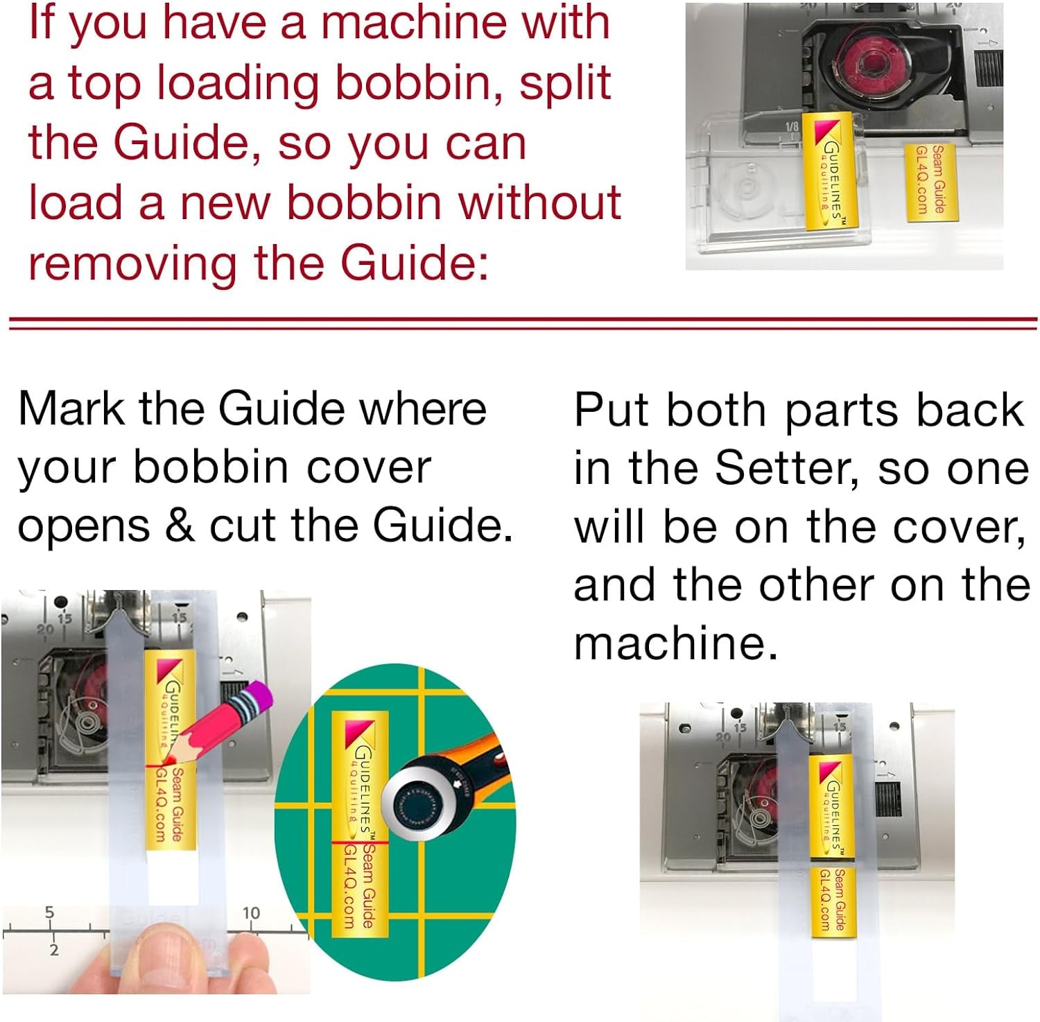 - Super Easy Seam Guide Setter - 1 Seam Guide Setter (4¾" X 1¼" X 1/16”) & 6 Seam Guides - Take the Guesswork Out of Achieving Precise ¼” Seams.