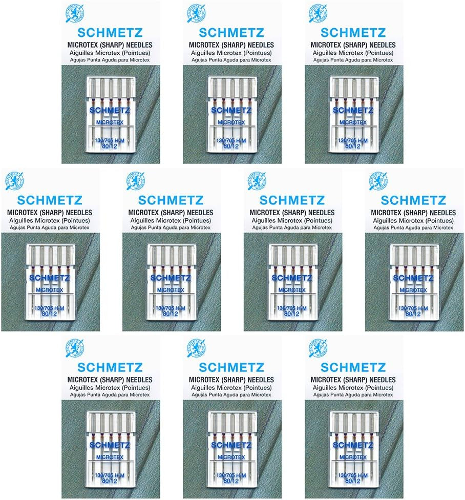 Microtex Sharp Sewing Machine Needles - Quilting & Topstitching Supplies, Size 80/12, 5-Needle Card, Pack of 1