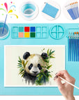Silicone Craft Mat 20X16 Inch Large Silicone Art Mat with Detachable Cup Painting Mat with 10 Painting Brushes Silicone Drawing Mat Sheets for Kids Adult DIY Accessories (Blue)