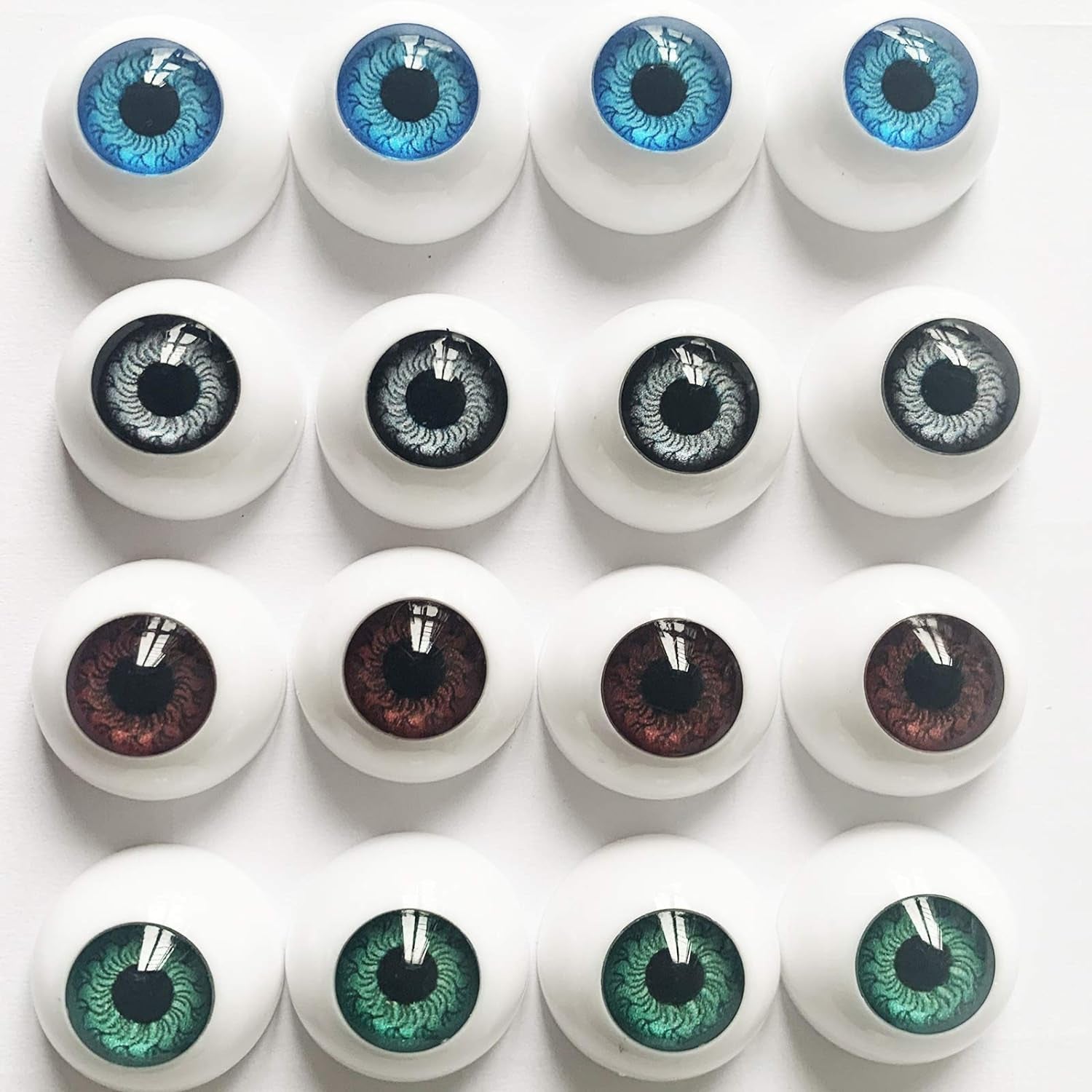 8 Pairs of 4 Colors 22Mm Half round Realistic Acrylic Eyes for Halloween Props, Masks, Dolls or Bears Craft Plastic Eyeballs (20Mm)