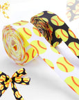 2 Rolls 10 Yards Basketball Ribbon, Basketball Grosgrain Ribbon Cheer Ribbon Pattern Wrapping Ribbon Softball Ribbon for Crafts Cheer Bows Team Uniform Sewing and More