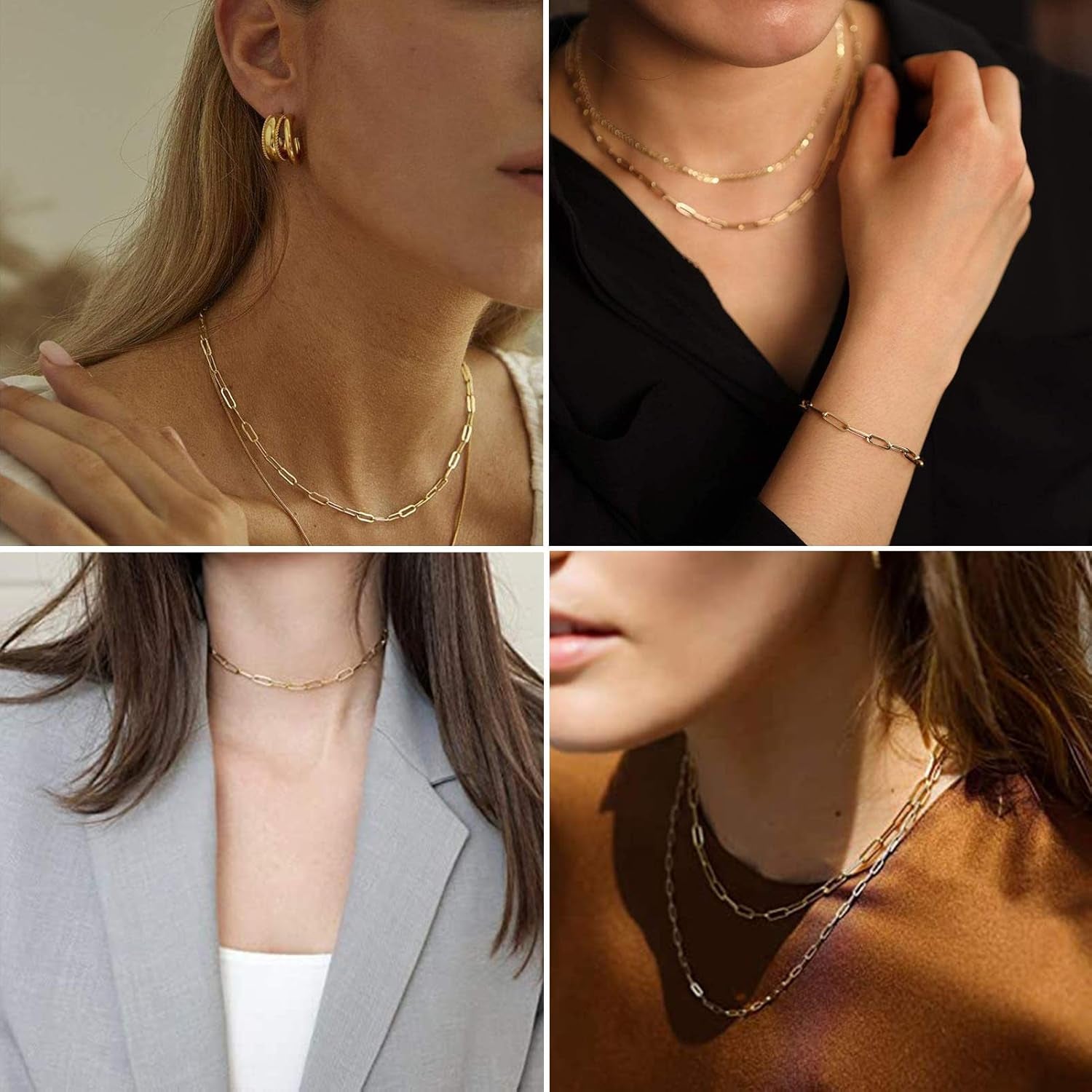 32Feet Gold Paperclip Chains Link Spool Bulk Necklace Length 7.6Mm Width 2.6Mm for Women Jewelry Necklace Bracelet Pendant Making, Golden