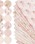 12Pcs Spring Cotton Fabric Bundles 18 X 22 Inch Retro Floral Printed Fat Quarters Pink Flower Quilting Patchwork Squares Sewing Fabrics for DIY Handmade Crafting Home Party Decor
