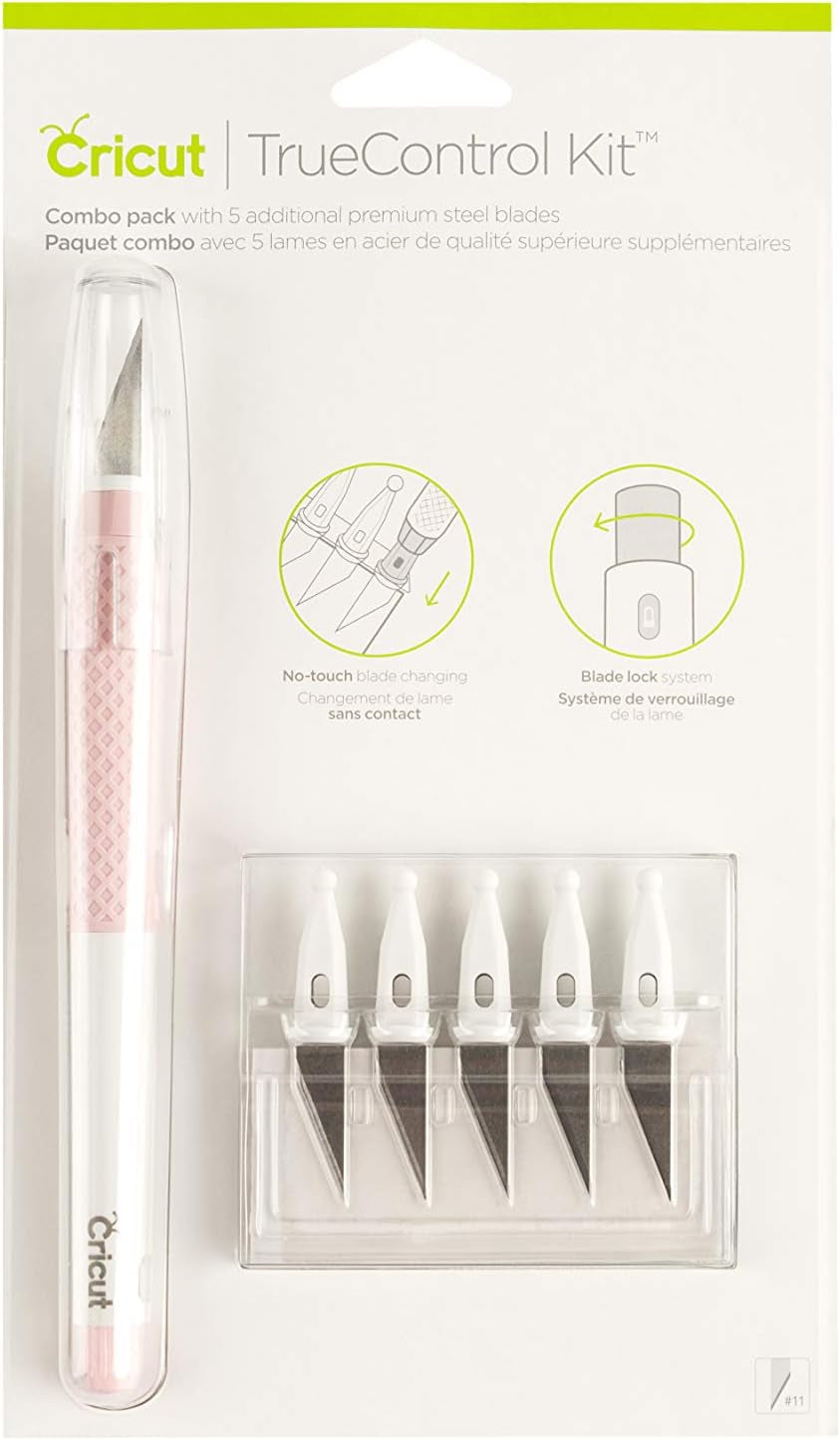 Truecontrol Knife Kit - for Use as a Precision Knife, Craft Knife, Carving Knife and Hobby Knife - for Art, Scrapbooking, Stencils, and DIY Projects - Comes with 5 Spare Blades - [Rose]