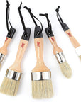 Chalk Wax Paint Brush 5Pcs Set Including 3 Small Paint Brushes for Furniture Painting and 2 Large Chalk Brushes, Bristle Paint Brushes Set Compatible with Annie Sloan Chalk Paint, Fusion Mineral Paint