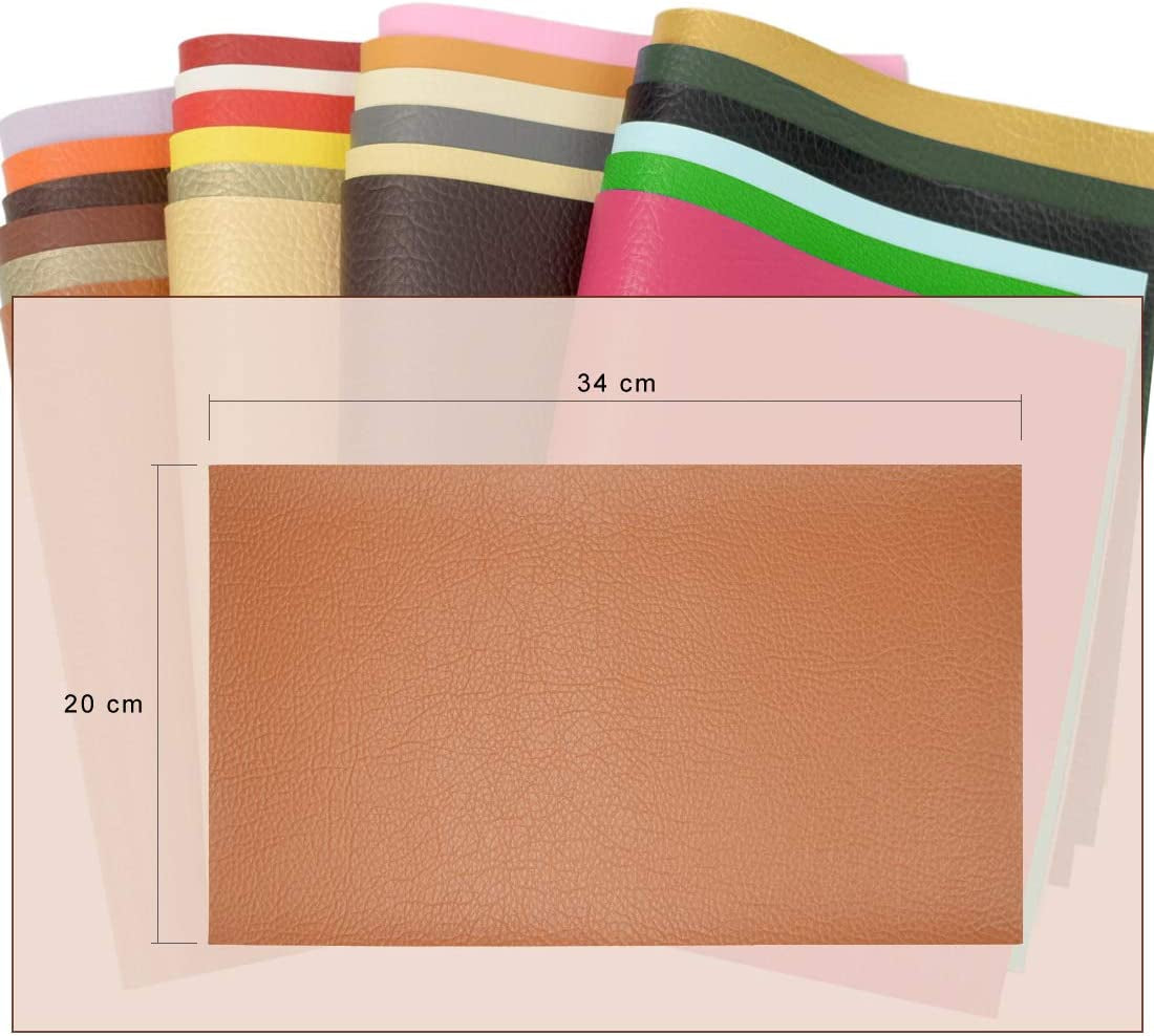 24 Pieces 8"X13.4"(20X34Cm) Colored Faux PU Leather Sheets Upholstery Crafts Fabric for Bag Making, Hat Making, Hair Crafts Making, DIY Jewelry Making, Sewing, Shoe Making