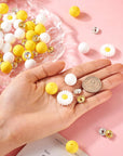 65Pcs Daisy Flower Silicone Focal Beads Yellow Silicone Rubber Beads Summer Focal Bracelet Beads Glass Rhinestone Beads for Necklace Spring’S Festival Jewelry Making