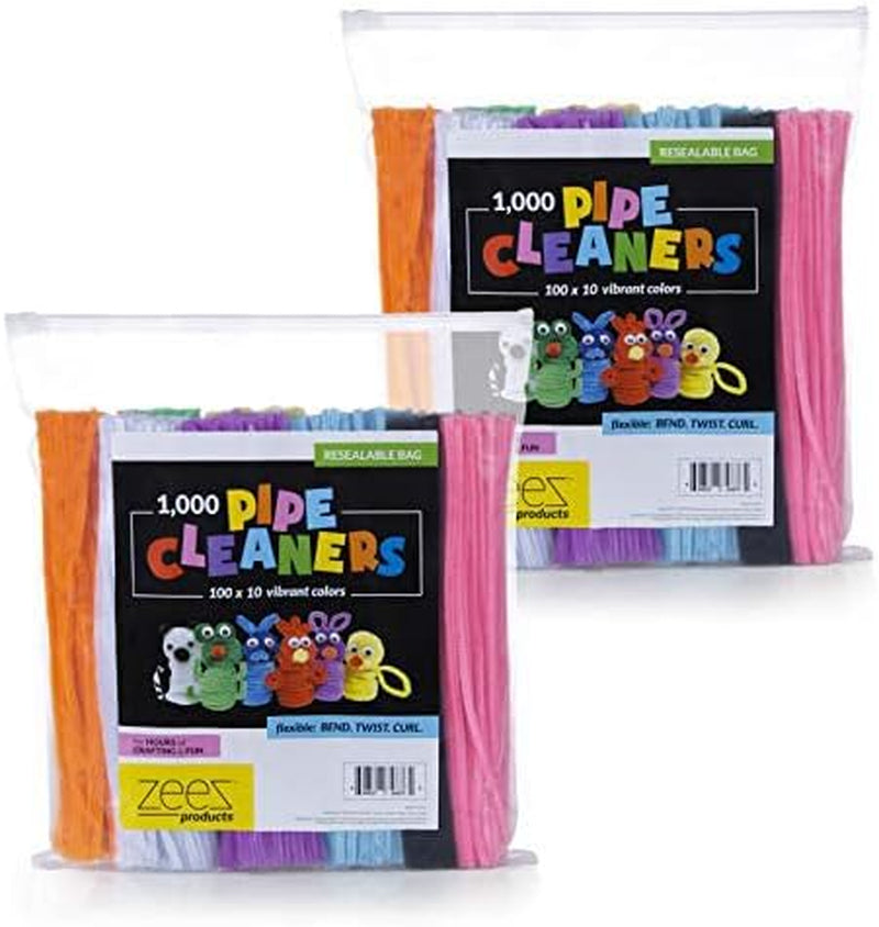 2,000 Pipe Cleaners in 10 Assorted Colors, Value Pack of Chenille Stems for DIY Arts and Craft Projects and Decorations - 6Mm X 12 Inches (2000)