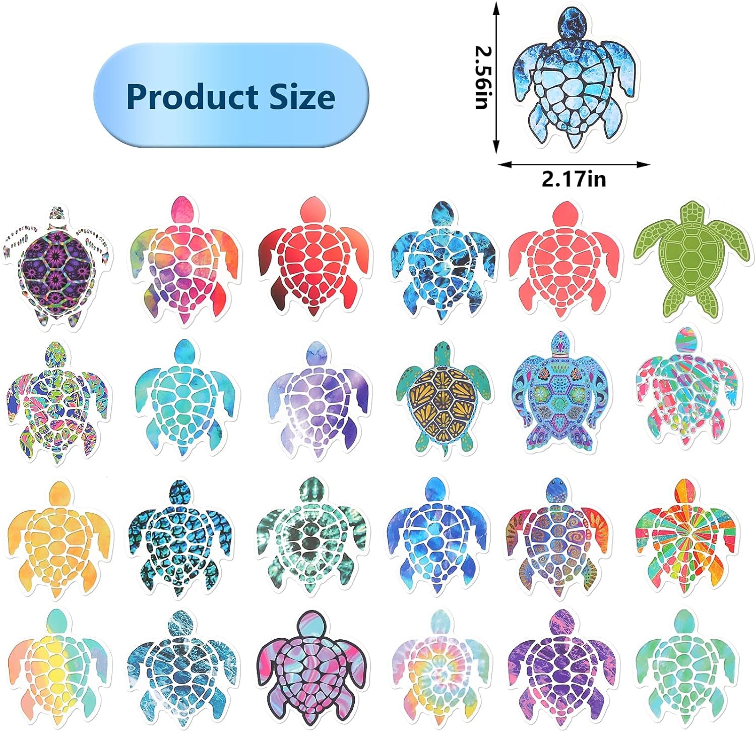 100 Pieces Summer Colorful Sea Turtle Stickers Sea Turtle Waterproof Vinyl Stickers Decal Ornament Sticker for DIY Laptop, Motorcycle, Bicycle, Luggage, Phone, Water Bottle, Skateboard