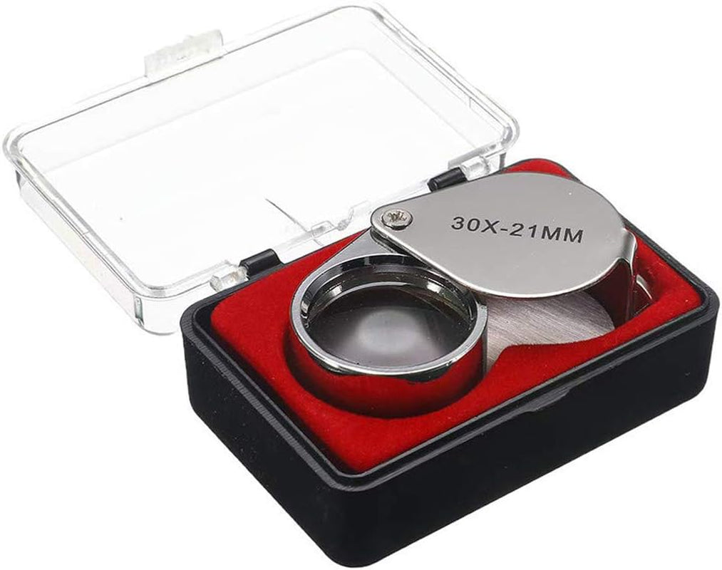 Pocket Jewelry Loupe 30X 21Mm Jewelers Loop Eye Magnifying Glass Foldable Magnifier