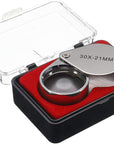 Pocket Jewelry Loupe 30X 21Mm Jewelers Loop Eye Magnifying Glass Foldable Magnifier