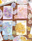 180Pcs Large Flower Stickers with Gold Foil Holographic Outlines, Waterproof Floral Stickers Vinyl Decorative Decals for Scrapbooking Supplies Junk Bullet Journals Envelopes Resin Crafts