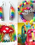 2880Pcs Pony Beads Kit, Kandi Beads for Hair, Rainbow Beads Plastic Bead for Craft 6 X 9Mm 24 Colors 4 Styles Large Hole Beads Set for Bracelets Jewelry Making